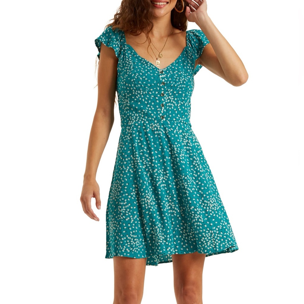 Billabong Teal Floral Mini Dress